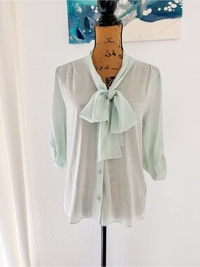 Alice + Olivia Silk Light Green Blouse